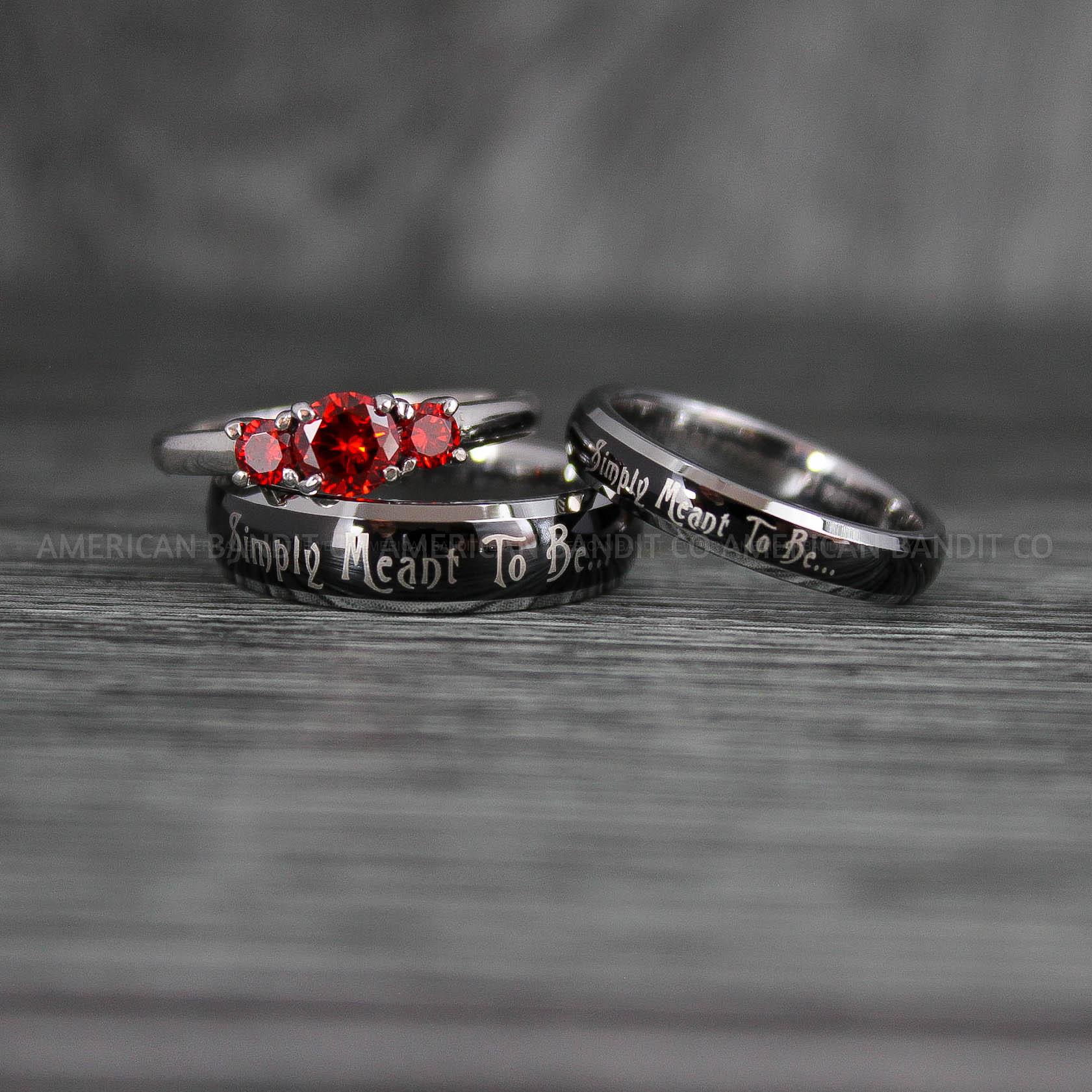 IMG_7374 Simply Meant To Be Rings, Black Wedding Bands, Black Wedding Rings, Couple Rings, Couple Jewelry, His and Her Rings, Matching Rings, Couple Wedding Rings, Couple Jewelry - Image 1