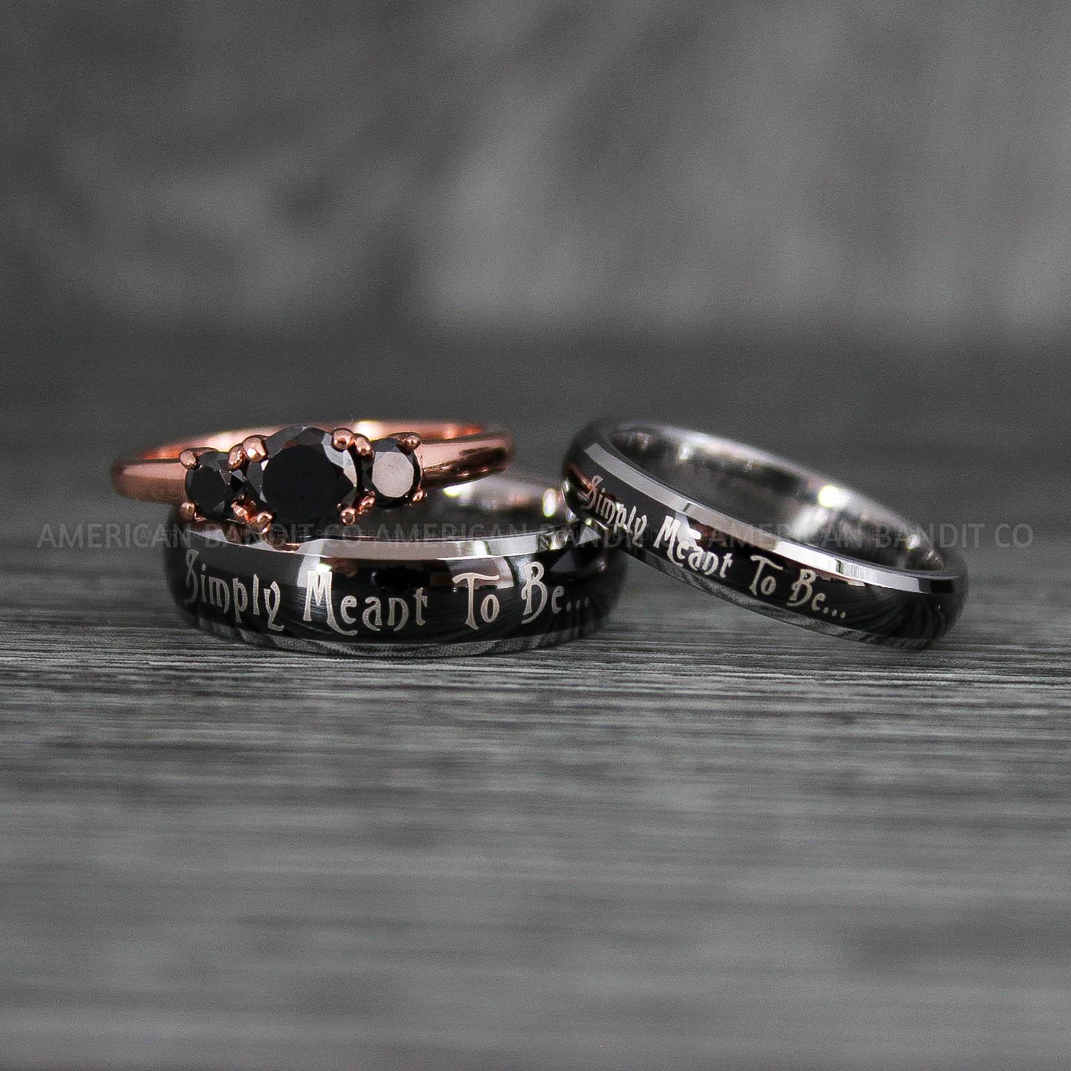 IMG_7375 Simply Meant To Be Rings, Black Wedding Bands, Black Wedding Rings, Couple Rings, Couple Jewelry, His and Her Rings, Matching Rings, Couple Wedding Rings, Couple Jewelry - Image 1