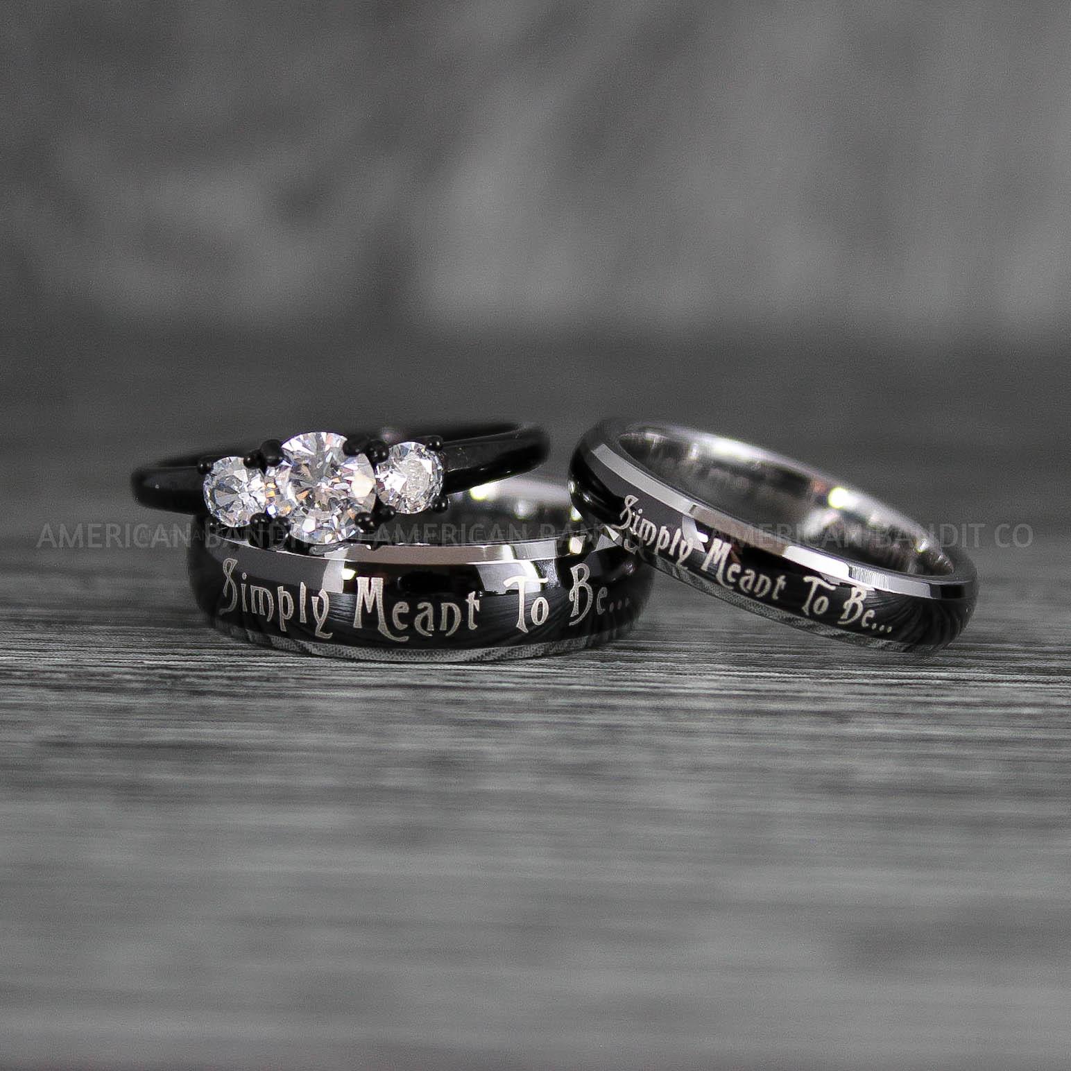 IMG_7377 Simply Meant To Be Rings, Black Wedding Bands, Black Wedding Rings, Couple Rings, Couple Jewelry, His and Her Rings, Matching Rings, Couple Wedding Rings, Couple Jewelry - Image 1