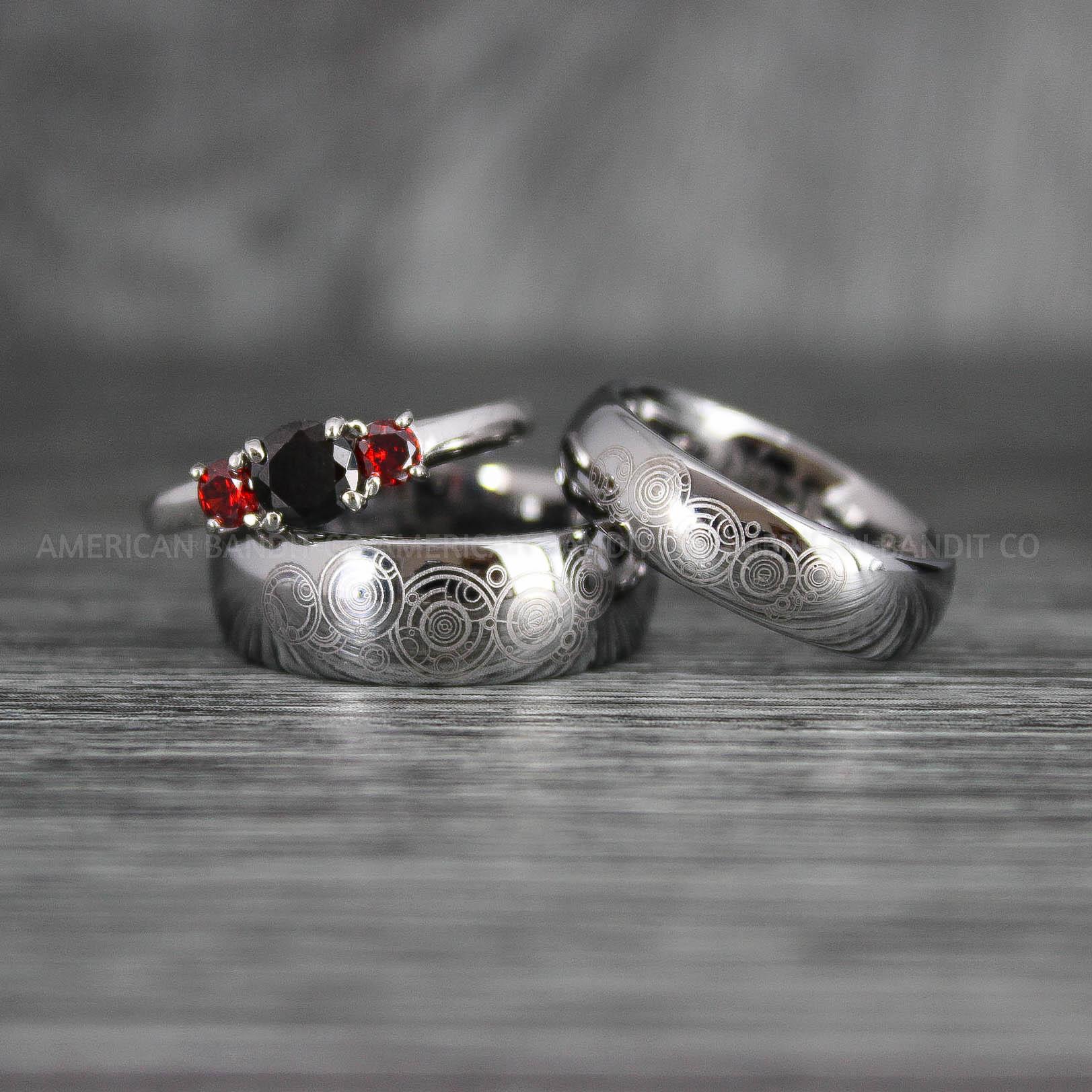 IMG_7386 Dr Who Rings, Dr Who Wedding Rings, Dr Who Jewelry, Gallifreyan Rings, Gallifreyan Wedding Rings, Gallifreyan Wedding Bands, Gallifreyan Jewelry - Image 1