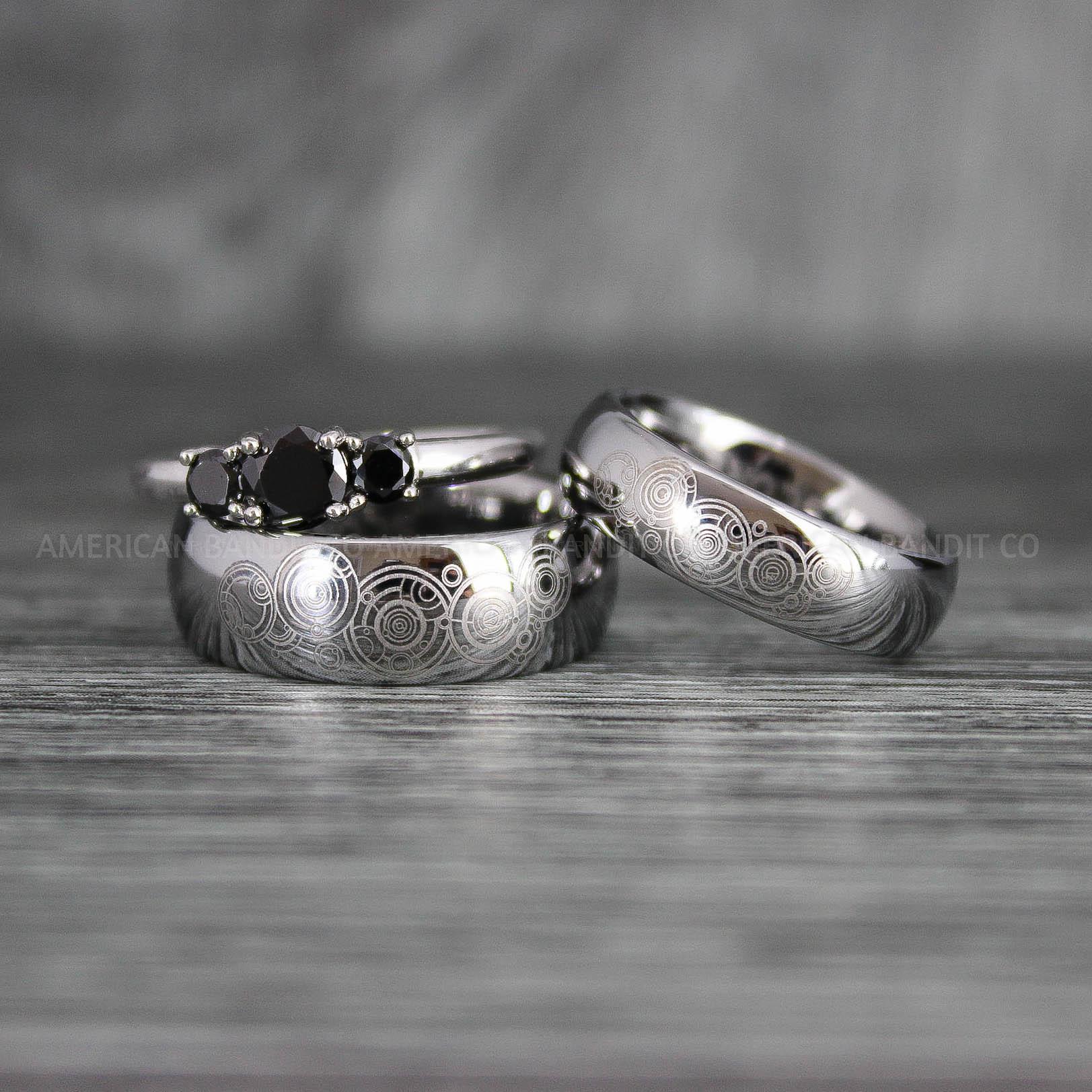 IMG_7388 Dr Who Rings, Dr Who Wedding Rings, Dr Who Jewelry, Gallifreyan Rings, Gallifreyan Wedding Rings, Gallifreyan Wedding Bands, Gallifreyan Jewelry - Image 1