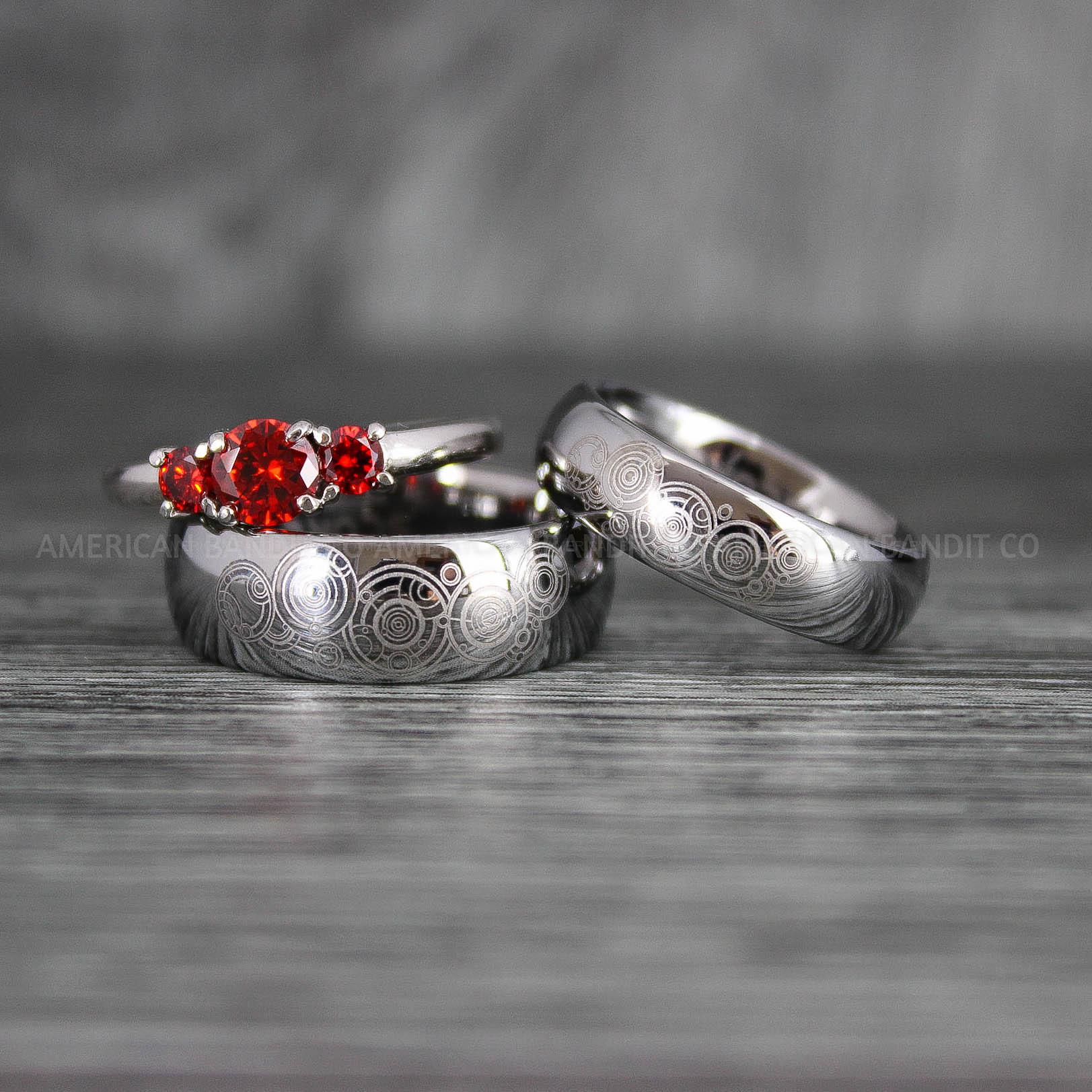 IMG_7391 Dr Who Rings, Dr Who Wedding Rings, Dr Who Jewelry, Gallifreyan Rings, Gallifreyan Wedding Rings, Gallifreyan Wedding Bands, Gallifreyan Jewelry - Image 1