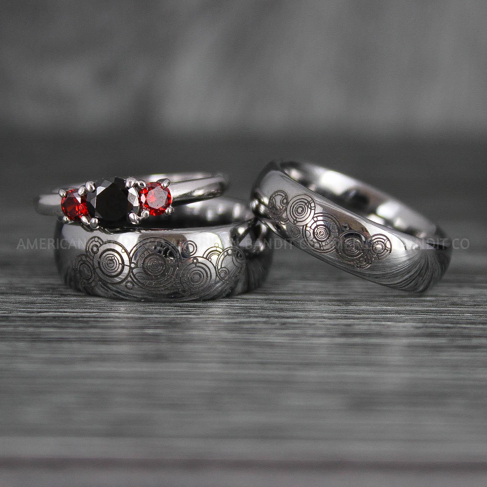 IMG_7402 Dr Who Rings, Dr Who Wedding Rings, Dr Who Jewelry, Gallifreyan Rings, Gallifreyan Wedding Rings, Gallifreyan Wedding Bands, Gallifreyan Jewelry - Image 1