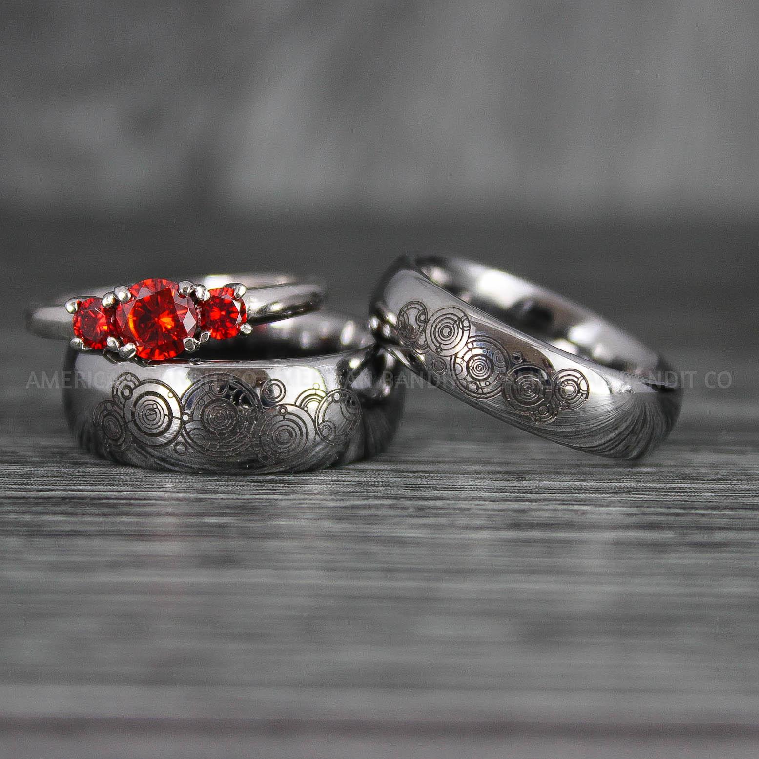 IMG_7403 Dr Who Rings, Dr Who Wedding Rings, Dr Who Jewelry, Gallifreyan Rings, Gallifreyan Wedding Rings, Gallifreyan Wedding Bands, Gallifreyan Jewelry - Image 1