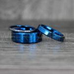 Couple Rings, Blue Wedding Bands, Blue Tungsten Rings, Matching Couple Rings, Couple Wedding Bands