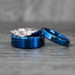 Couple Rings, Blue Wedding Bands, Blue Tungsten Rings, Matching Couple Rings, Couple Wedding Bands