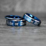 Ride or Die Rings, Ride or Die, Ride or Die Wedding Rings, Ride or Die Wedding Bands, Blue Wedding Rings, Blue Wedding Bands, Biker Rings - Image 5