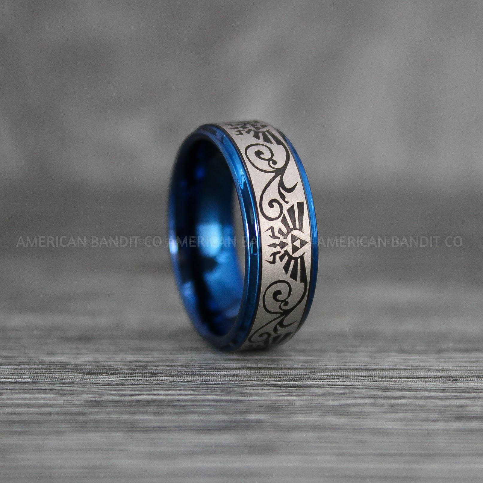 IMG_7432 Zelda Rings, Zelda Wedding Rings, Gamer Rings, Gamer Jewelry, Zelda Wedding Bands, Gamer Wedding Rings, Blue Wedding Ring - Image 1
