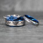 Zelda Rings, Zelda Wedding Rings, Gamer Rings, Gamer Jewelry, Zelda Wedding Bands, Gamer Wedding Rings, Blue Wedding Rings