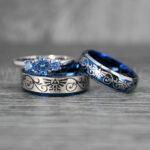 Zelda Rings, Zelda Wedding Rings, Gamer Rings, Gamer Jewelry, Zelda Wedding Bands, Gamer Wedding Rings, Blue Wedding Rings
