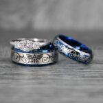 Zelda Rings, Zelda Wedding Rings, Gamer Rings, Gamer Jewelry, Zelda Wedding Bands, Gamer Wedding Rings, Blue Wedding Rings
