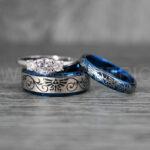 Zelda Rings, Zelda Wedding Rings, Gamer Rings, Gamer Jewelry, Zelda Wedding Bands, Gamer Wedding Rings, Blue Wedding Rings