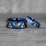 Zelda Rings, Zelda Wedding Rings, Gamer Rings, Gamer Jewelry, Zelda Wedding Bands, Gamer Wedding Rings, Blue Wedding Rings
