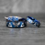 Zelda Rings, Zelda Wedding Rings, Gamer Rings, Gamer Jewelry, Zelda Wedding Bands, Gamer Wedding Rings, Blue Wedding Rings