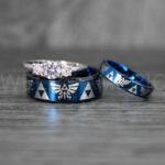 Zelda Rings, Zelda Wedding Rings, Gamer Rings, Gamer Jewelry, Zelda Wedding Bands, Gamer Wedding Rings, Blue Wedding Rings