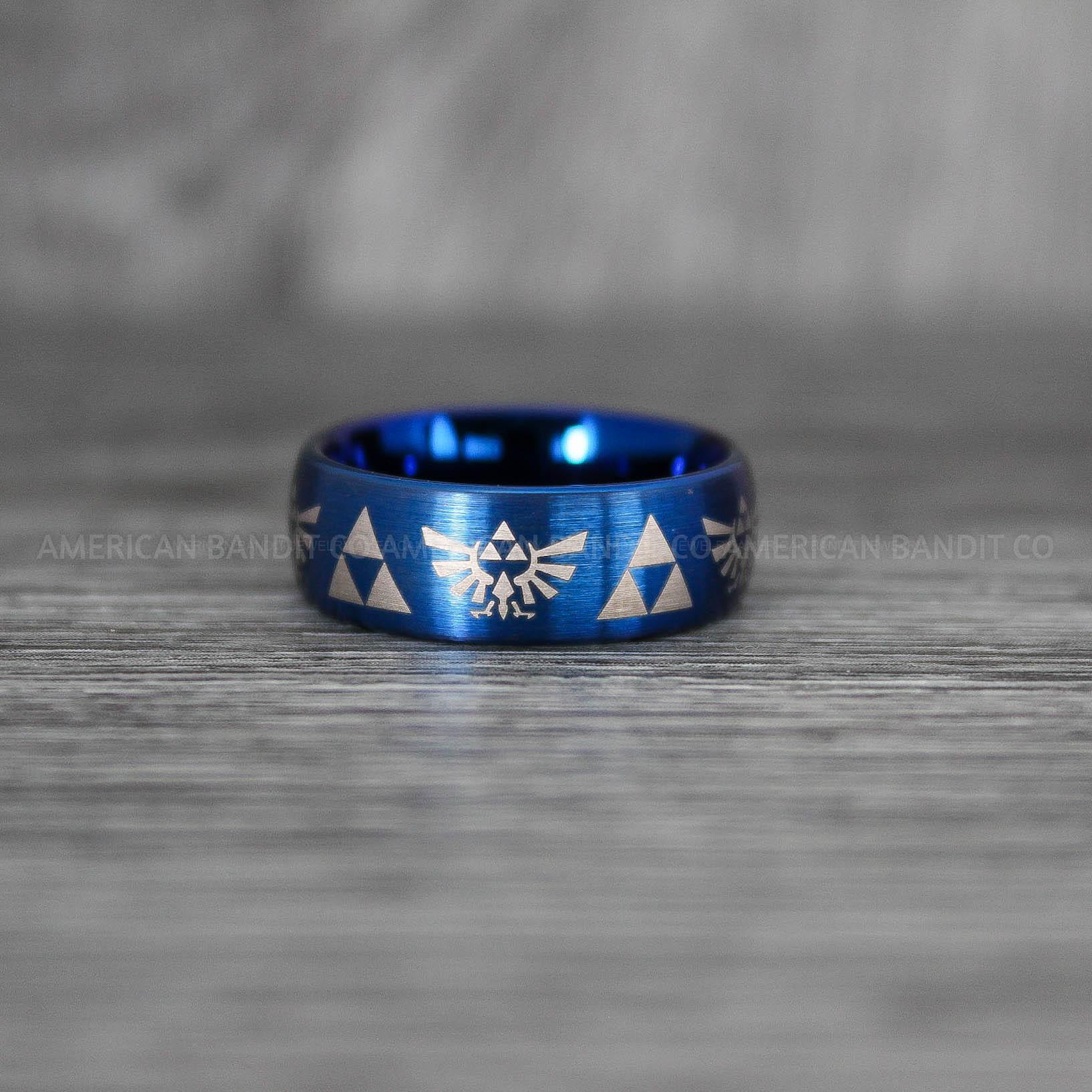 IMG_7454 Zelda Rings, Zelda Wedding Rings, Gamer Rings, Gamer Jewelry, Zelda Wedding Bands, Gamer Wedding Rings, Blue Wedding Ring - Image 1