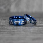 Zelda Rings, Zelda Wedding Rings, Gamer Rings, Gamer Jewelry, Zelda Wedding Bands, Gamer Wedding Rings, Blue Wedding Rings