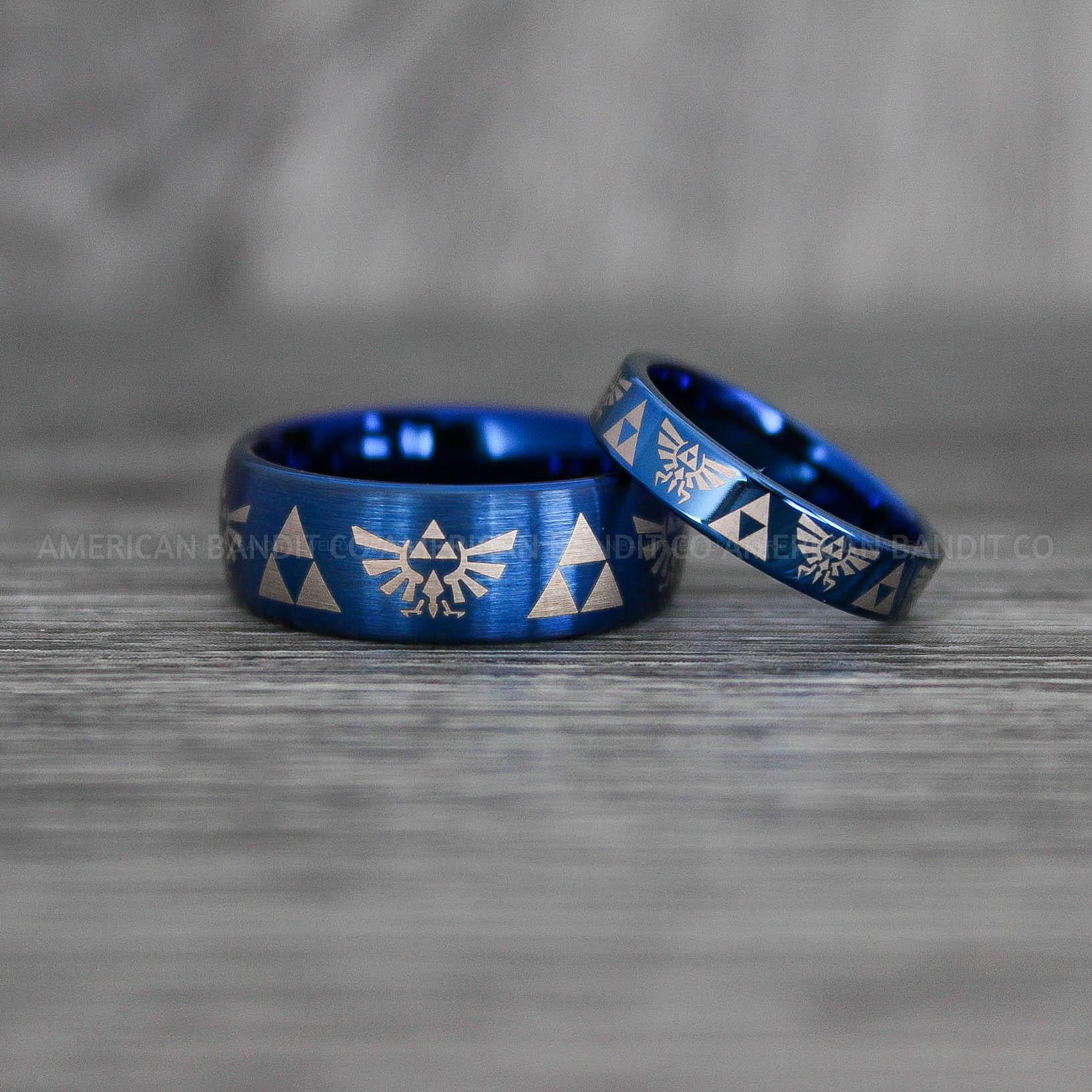 IMG_7455 Zelda Rings, Zelda Wedding Rings, Gamer Rings, Gamer Jewelry, Zelda Wedding Bands, Gamer Wedding Rings, Blue Wedding Rings - Image 1