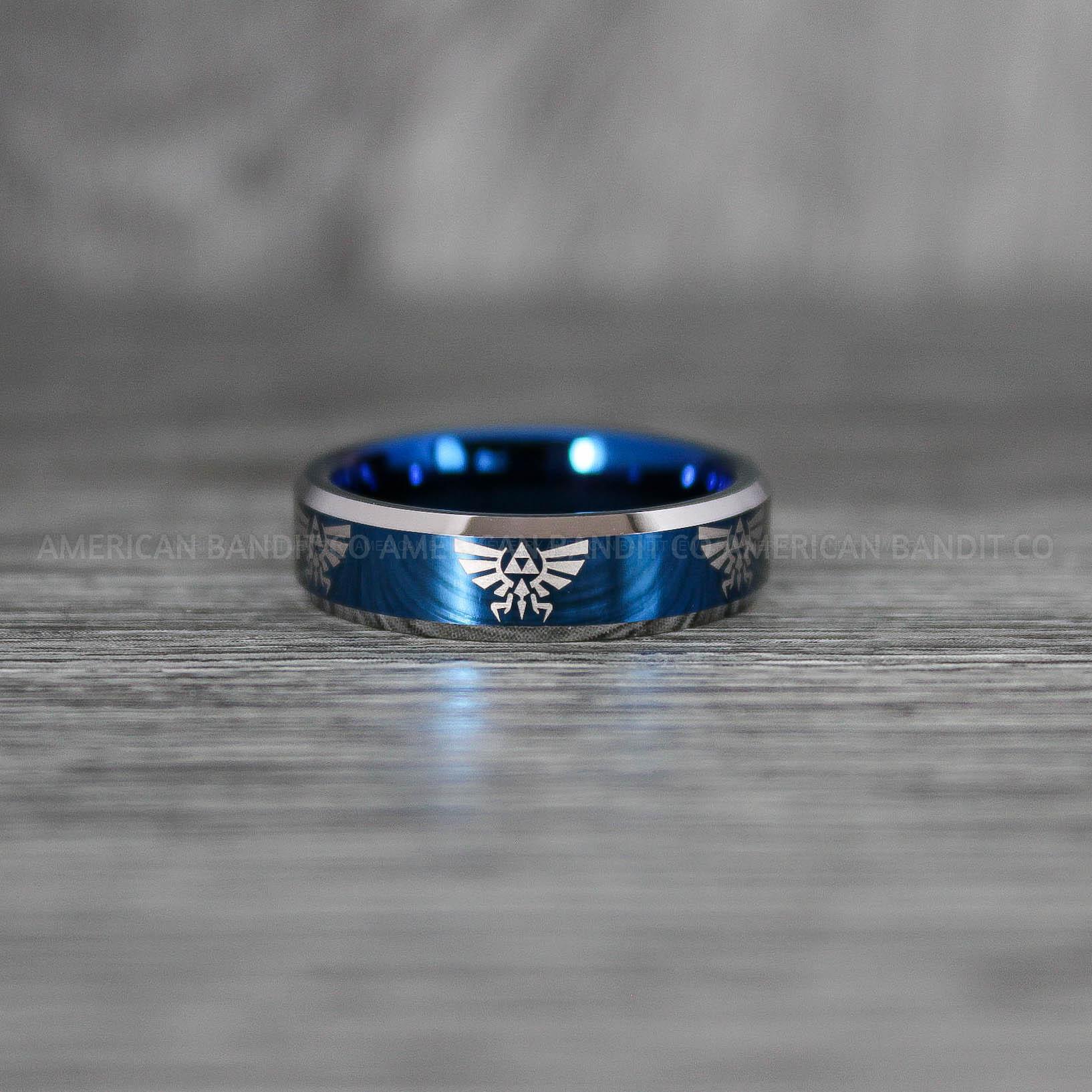 IMG_7456 Zelda Rings, Zelda Wedding Rings, Gamer Rings, Gamer Jewelry, Zelda Wedding Bands, Gamer Wedding Rings, Blue Wedding Ring - Image 1