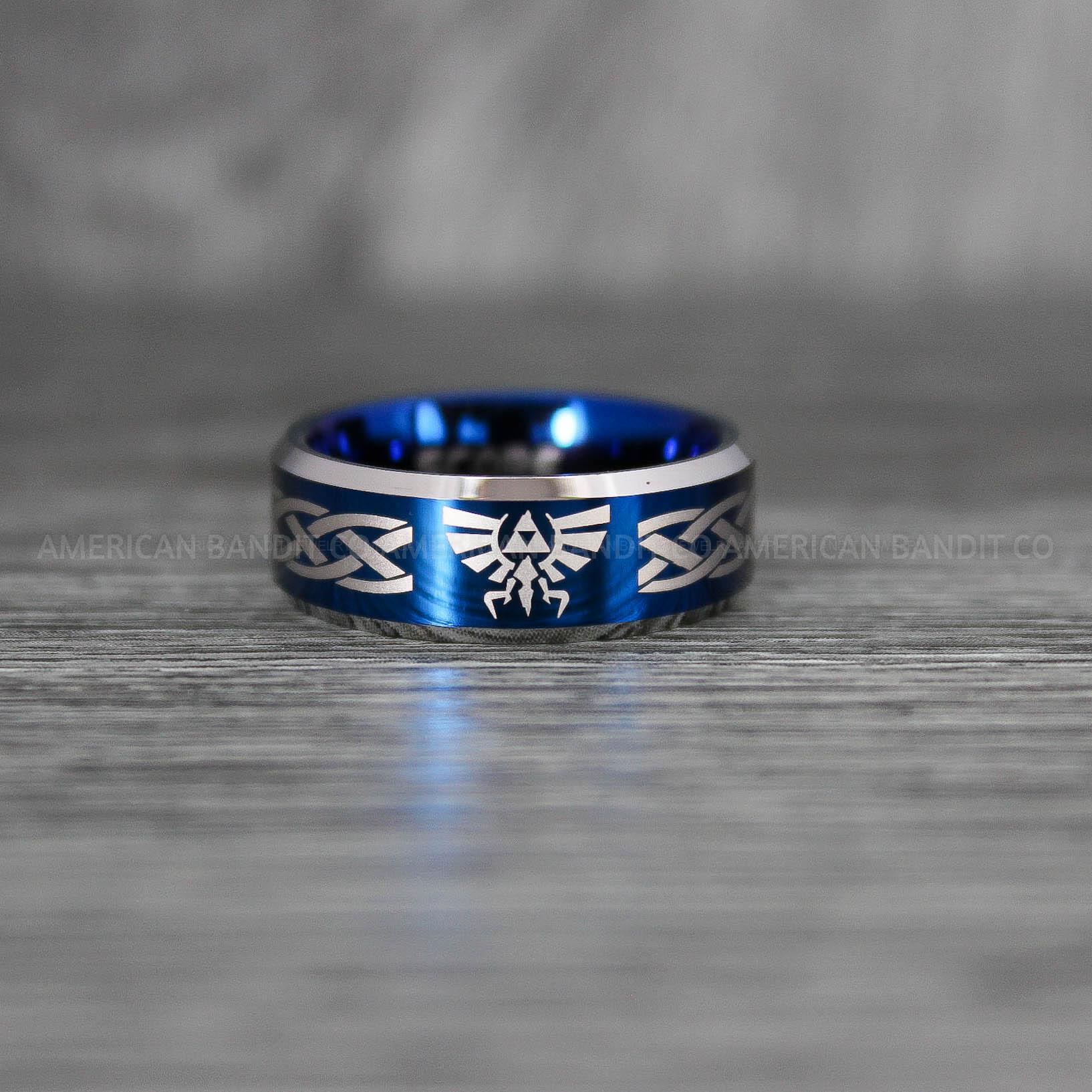 IMG_7457 Zelda Rings, Zelda Wedding Rings, Gamer Rings, Gamer Jewelry, Zelda Wedding Bands, Gamer Wedding Rings, Blue Wedding Ring - Image 1