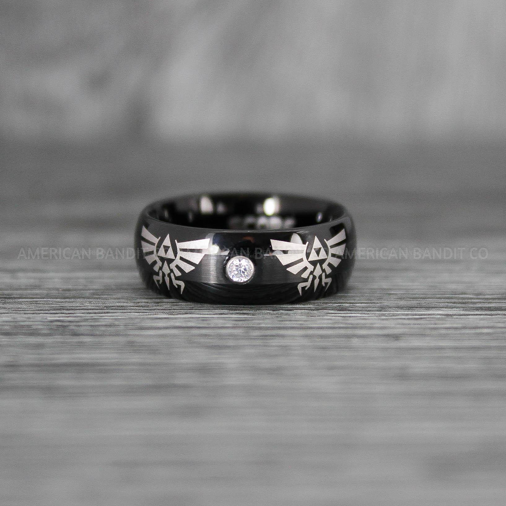 IMG_7460 Zelda Rings, Zelda Wedding Rings, Gamer Rings, Gamer Jewelry, Zelda Wedding Bands, Gamer Wedding Rings, Black Wedding Ring - Image 1