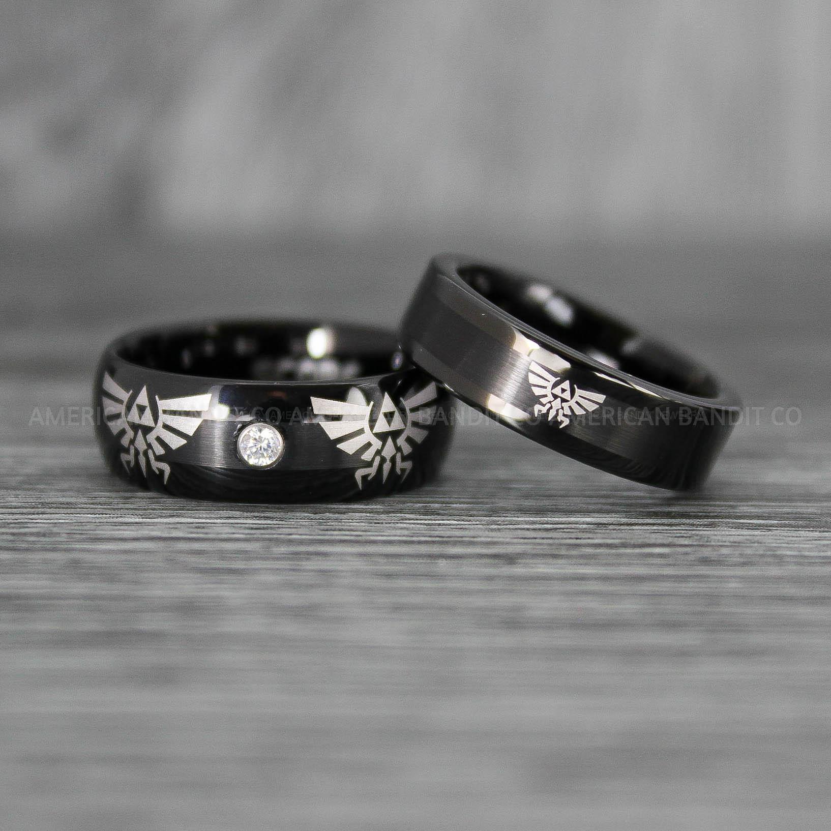 IMG_7461 Zelda Rings, Zelda Wedding Rings, Gamer Rings, Gamer Jewelry, Zelda Wedding Bands, Gamer Wedding Rings, Black Wedding Rings - Image 1