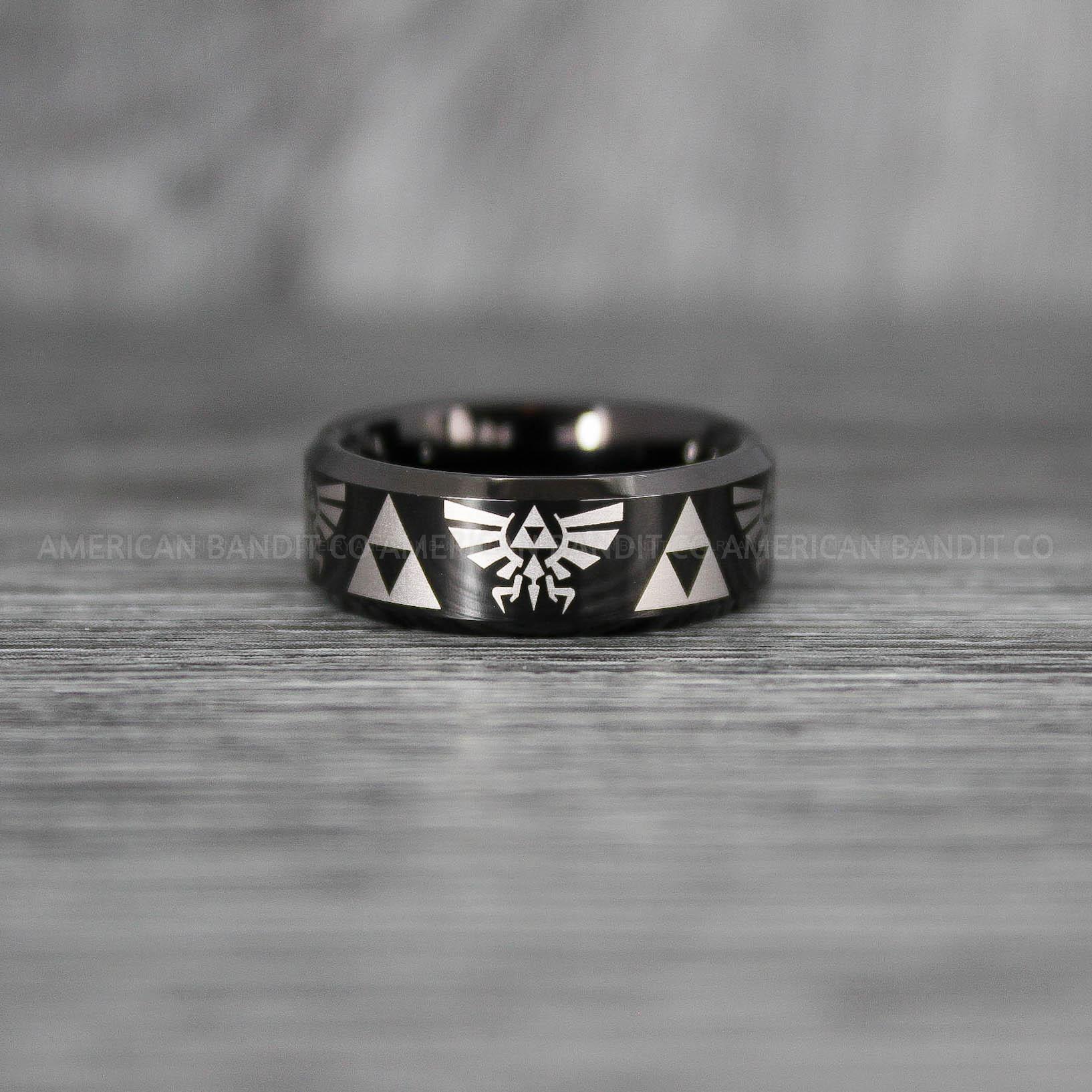 IMG_7465 Zelda Rings, Zelda Wedding Rings, Gamer Rings, Gamer Jewelry, Zelda Wedding Bands, Gamer Wedding Rings, Black Wedding Ring - Image 1