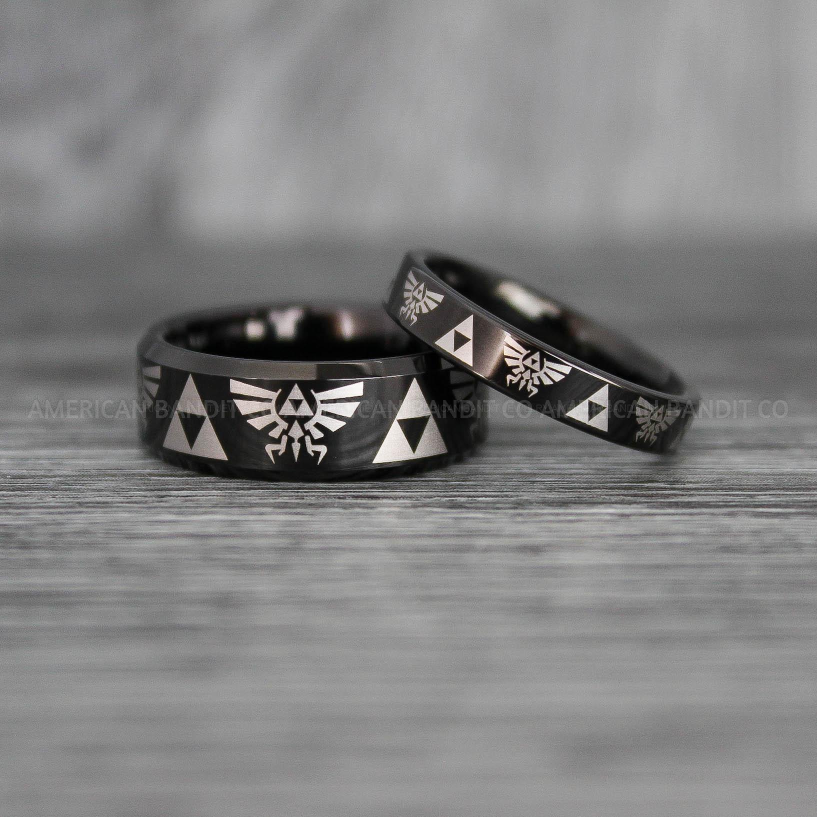 IMG_7466 Zelda Rings, Zelda Wedding Rings, Gamer Rings, Gamer Jewelry, Zelda Wedding Bands, Gamer Wedding Rings, Black Wedding Rings - Image 1