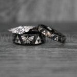 Zelda Rings, Zelda Wedding Rings, Gamer Rings, Gamer Jewelry, Zelda Wedding Bands, Gamer Wedding Rings, Black Wedding Rings