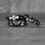 Zelda Rings, Zelda Wedding Rings, Gamer Rings, Gamer Jewelry, Zelda Wedding Bands, Gamer Wedding Rings, Black Wedding Rings