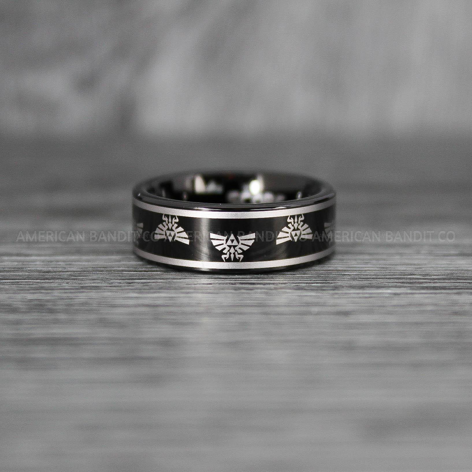 IMG_7473 Zelda Rings, Zelda Wedding Rings, Gamer Rings, Gamer Jewelry, Zelda Wedding Bands, Gamer Wedding Rings, Black Wedding Ring - Image 1