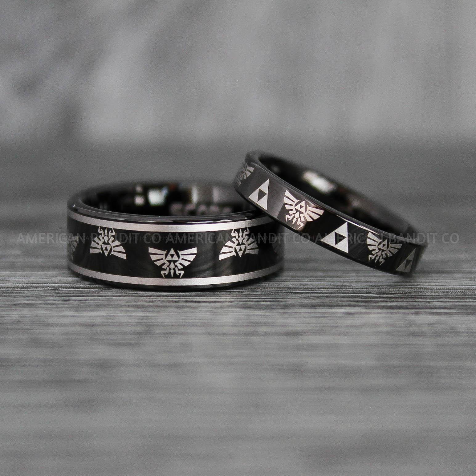 IMG_7474 Zelda Rings, Zelda Wedding Rings, Gamer Rings, Gamer Jewelry, Zelda Wedding Bands, Gamer Wedding Rings, Black Wedding Rings - Image 1