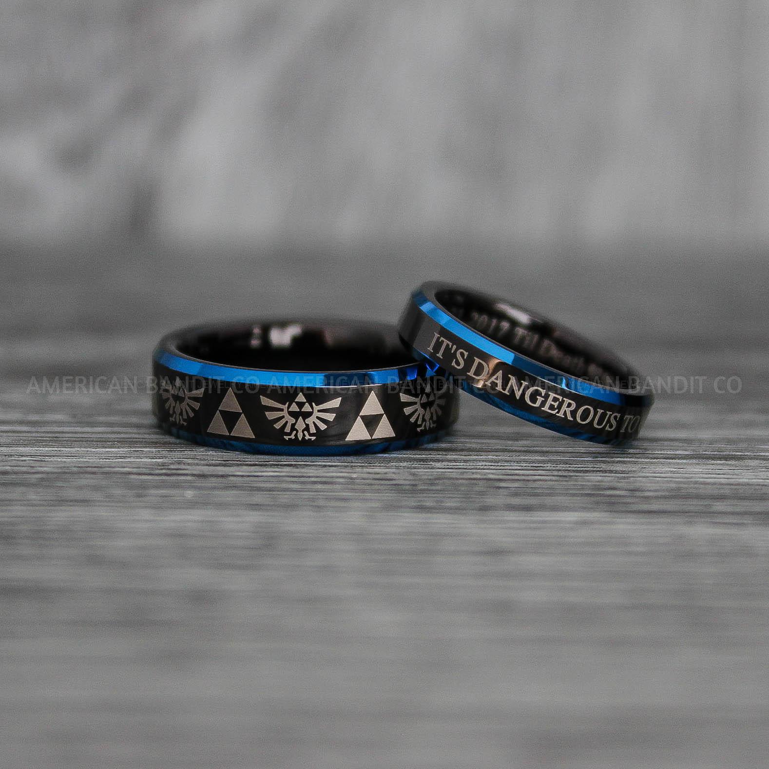 IMG_7481 Zelda Rings, Zelda Wedding Rings, Gamer Rings, Gamer Jewelry, Zelda Wedding Bands, Gamer Wedding Rings, Black Wedding Rings - Image 1