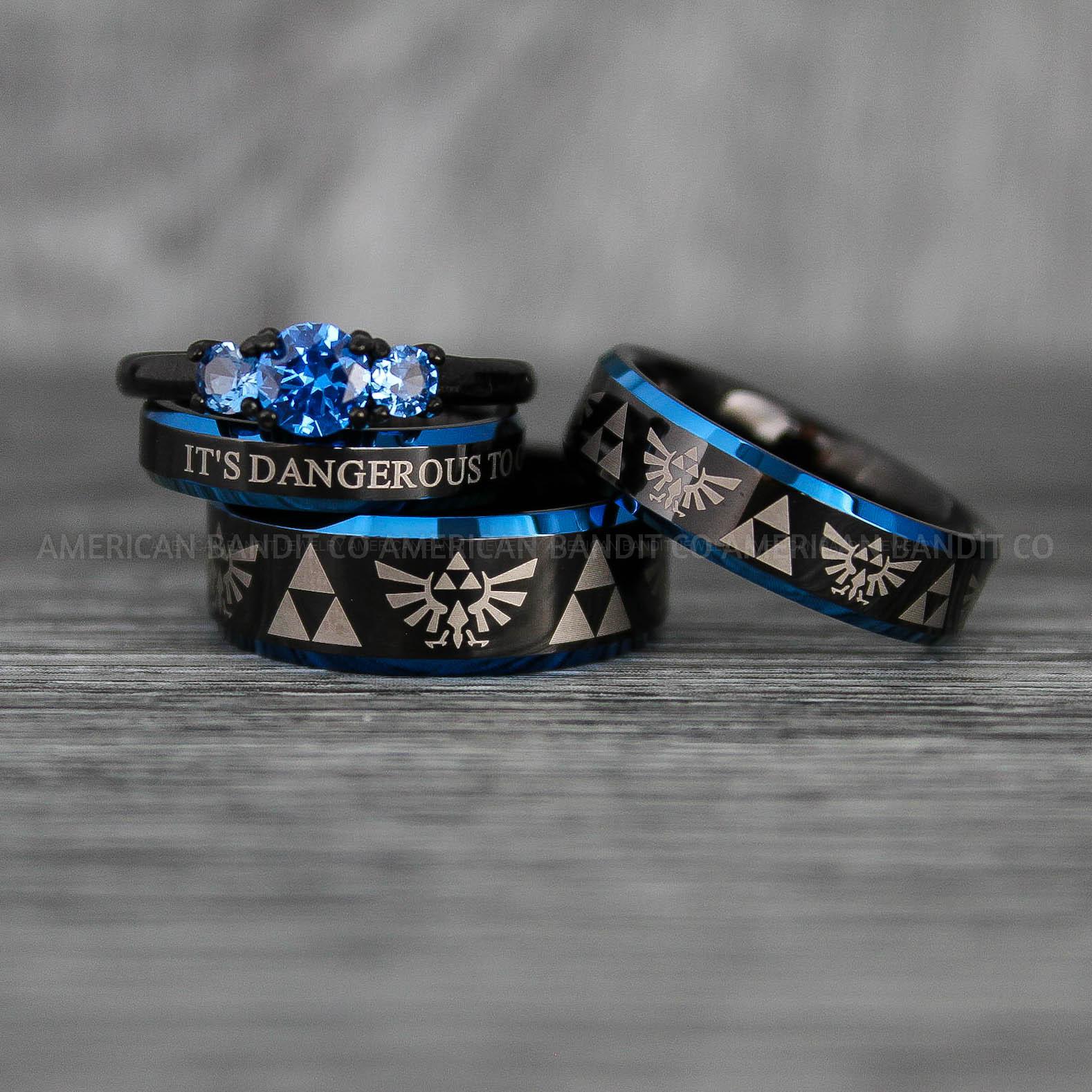 IMG_7483 Zelda Rings, Zelda Wedding Rings, Gamer Rings, Gamer Jewelry, Zelda Wedding Bands, Gamer Wedding Rings, Black Wedding Rings - Image 1