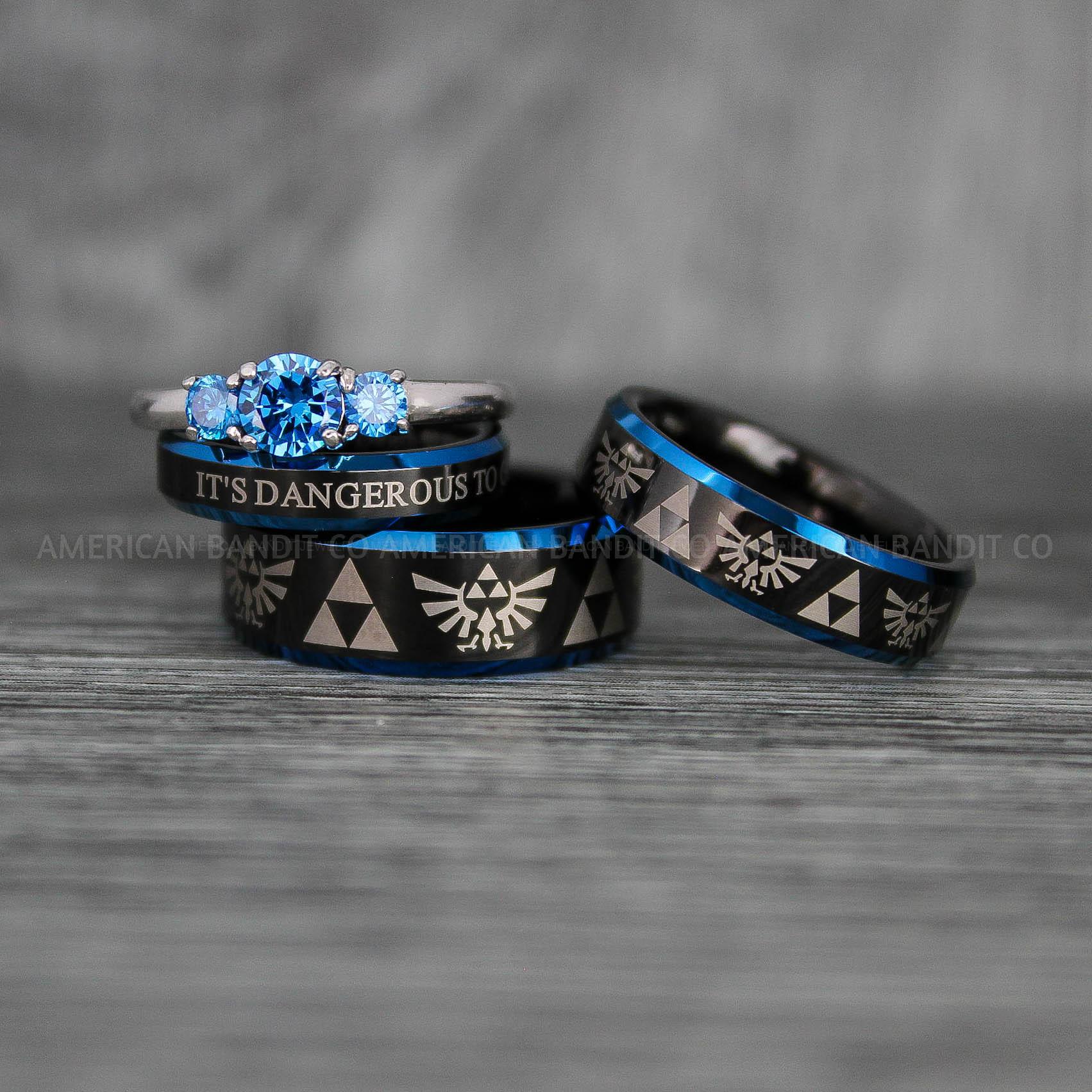 IMG_7484 Zelda Rings, Zelda Wedding Rings, Gamer Rings, Gamer Jewelry, Zelda Wedding Bands, Gamer Wedding Rings, Black Wedding Rings - Image 1