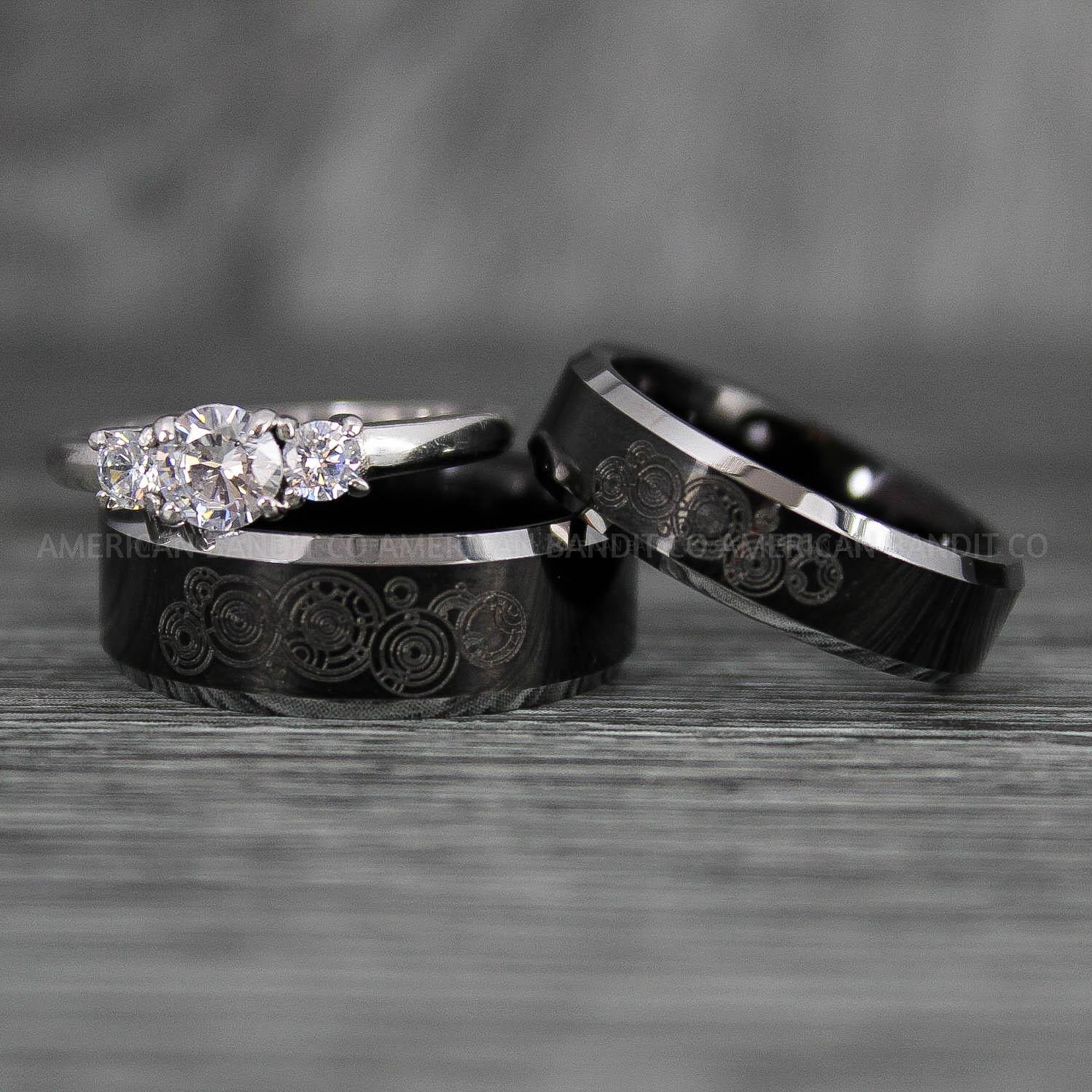 IMG_7504 Dr Who Rings, Dr Who Wedding Rings, Dr Who Jewelry, Gallifreyan Rings, Gallifreyan Wedding Rings, Gallifreyan Wedding Bands, Gallifreyan Jewelry - Image 1