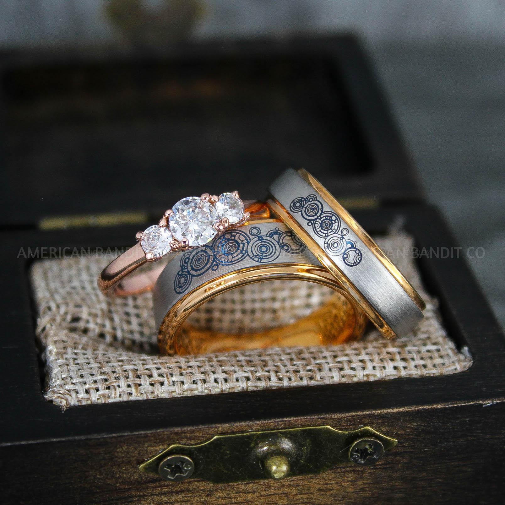 IMG_7540 Dr Who Rings, Dr Who Wedding Rings, Dr Who Jewelry, Gallifreyan Rings, Gallifreyan Wedding Rings, Gallifreyan Wedding Bands, Gallifreyan Jewelry - Image 1