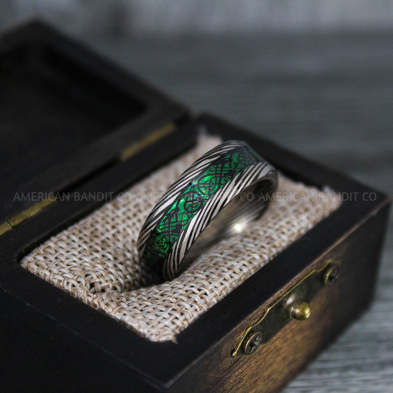 IMG_7548 Vikings Ring, Dragon Ring, Dragon Scroll Ring, Vikings Wedding Band, Black Wedding Band - Image 1