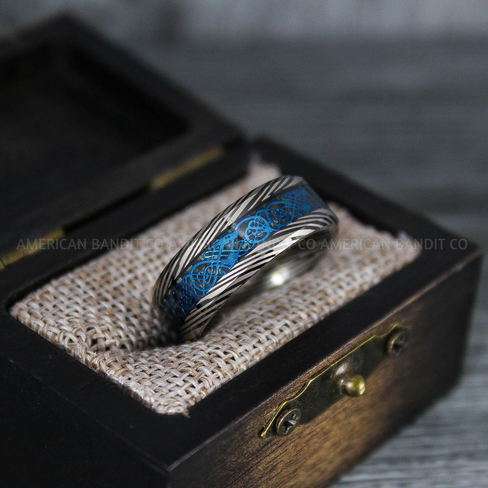 IMG_7549 Vikings Ring, Dragon Ring, Dragon Scroll Ring, Vikings Wedding Band, Black Wedding Band - Image 1