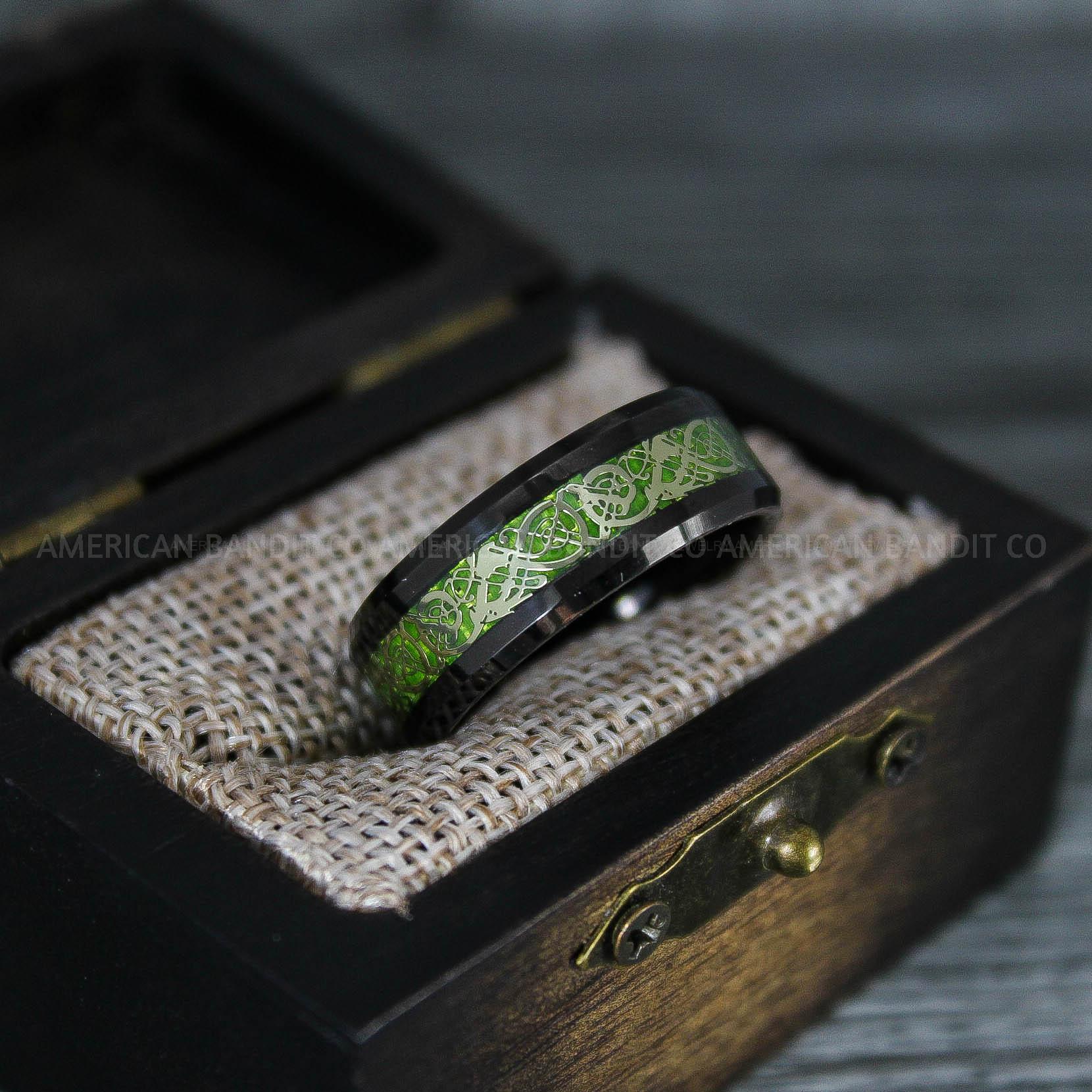 IMG_7554 Vikings Ring, Dragon Ring, Dragon Scroll Ring, Vikings Wedding Band, Black Wedding Band - Image 1