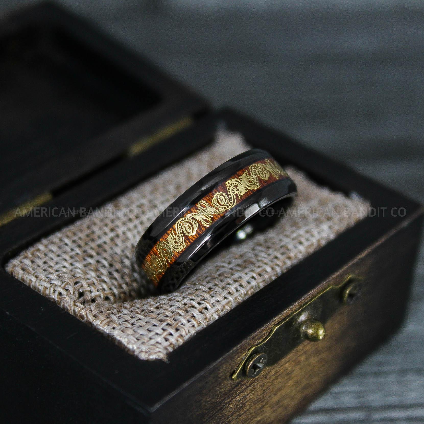 IMG_7555 Vikings Rings, Dragon Rings, Dragon Scroll Rings, Vikings Wedding Bands, Black Wedding Bands - Image 1