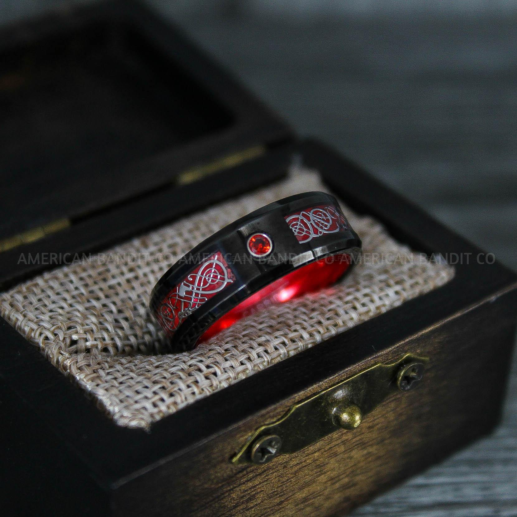 IMG_7559 Vikings Ring, Dragon Ring, Dragon Scroll Ring, Vikings Wedding Band, Black Wedding Band - Image 1