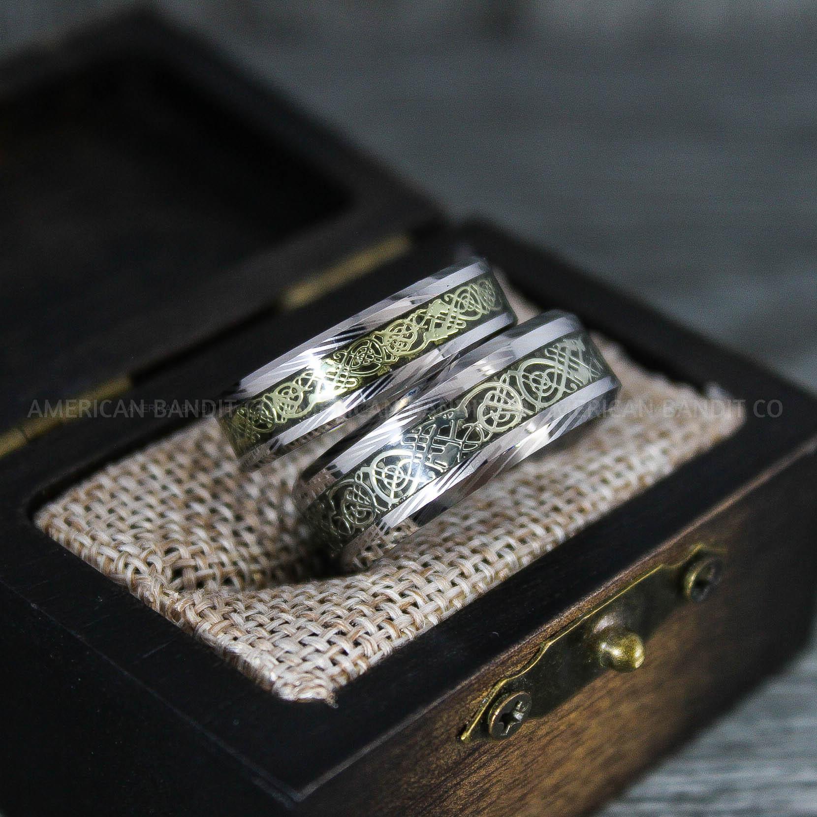 IMG_7578 Vikings Rings, Dragon Rings, Dragon Scroll Rings, Vikings Wedding Bands, Silver Wedding Bands - Image 1