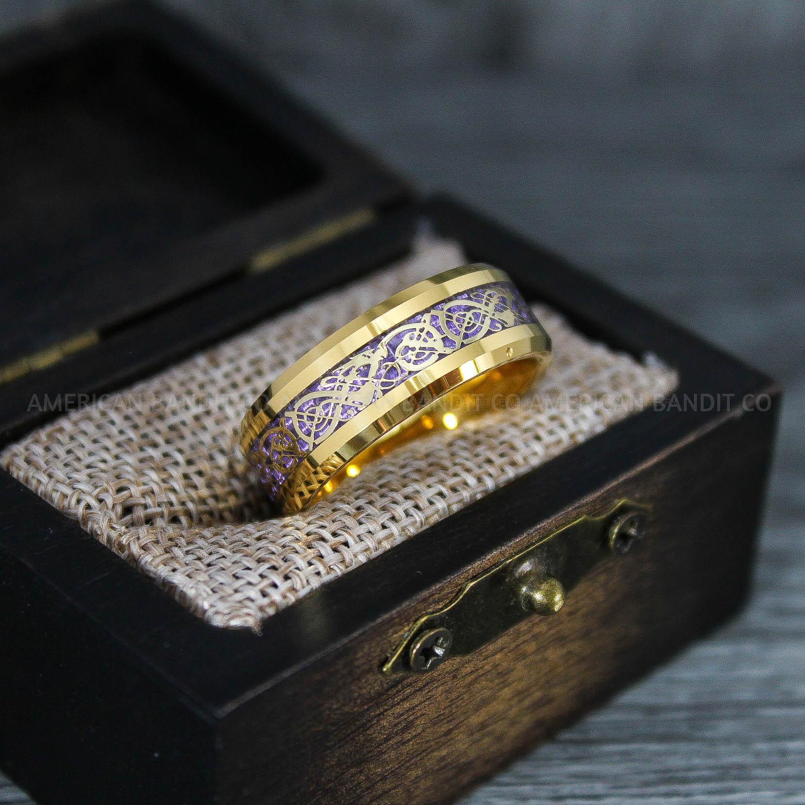 IMG_7585 Vikings Rings, Dragon Rings, Dragon Scroll Rings, Vikings Wedding Bands, Yellow Gold Wedding Band - Image 1