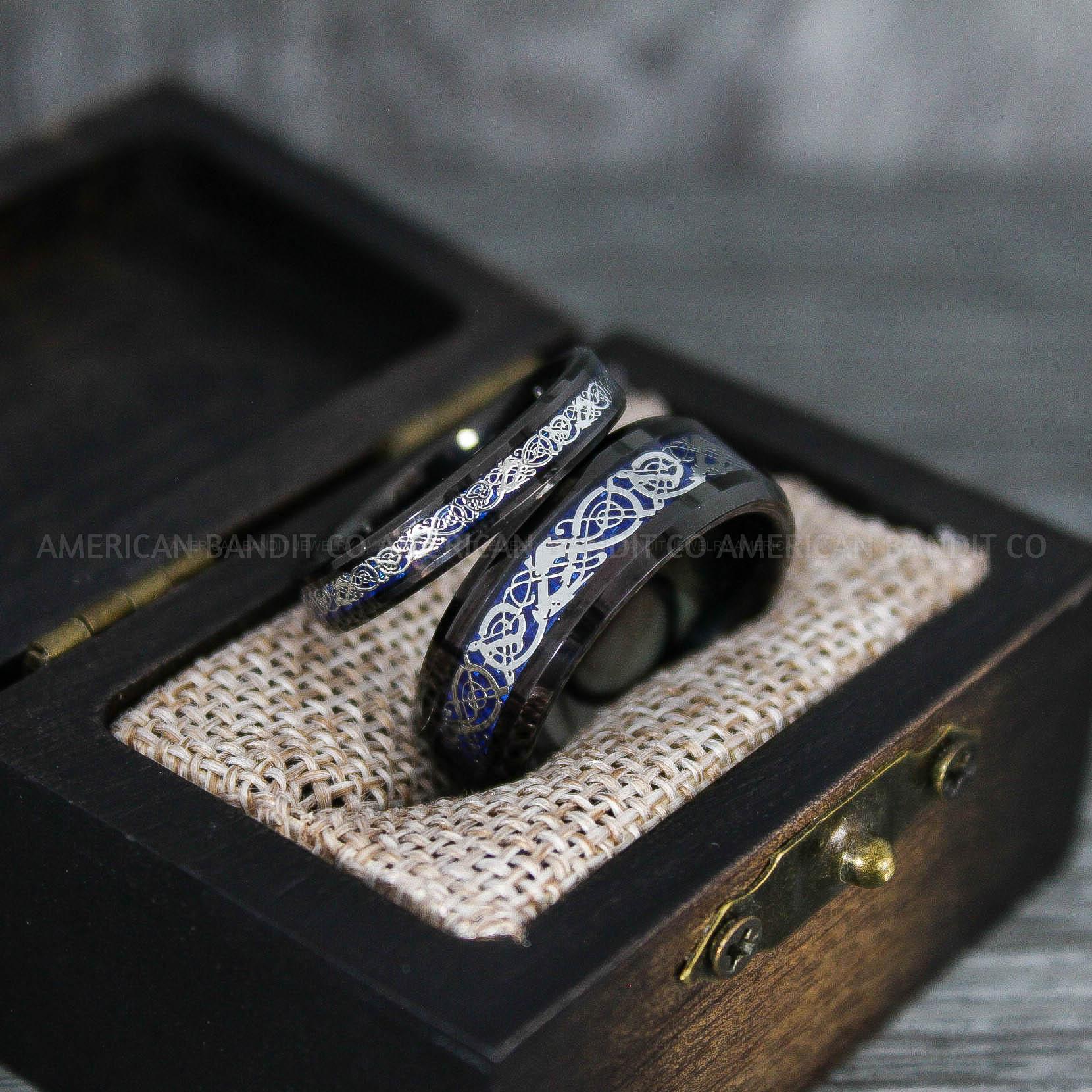 IMG_7590 Vikings Rings, Dragon Rings, Dragon Scroll Rings, Vikings Wedding Bands, Black Wedding Bands - Image 1
