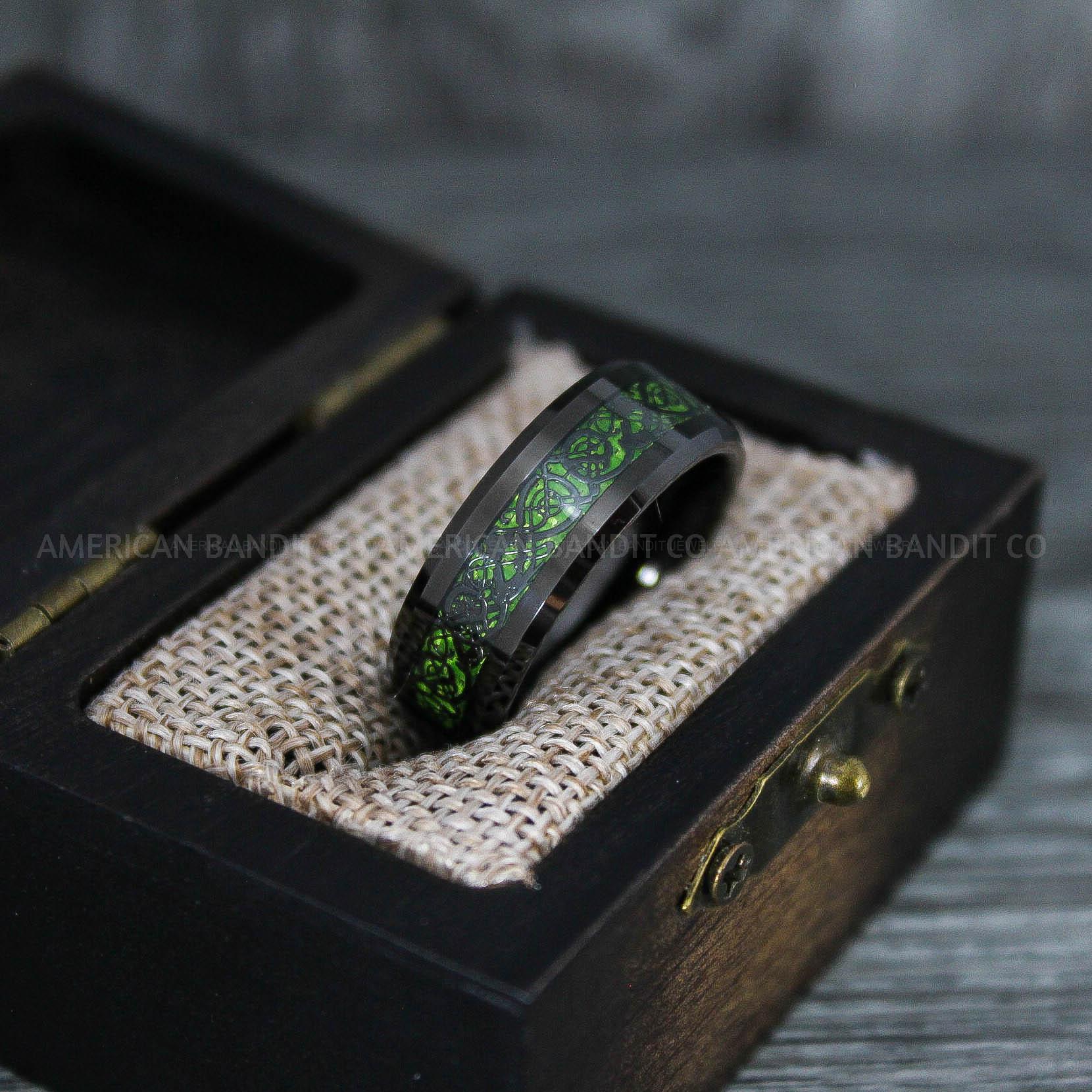 IMG_7591 Vikings Rings, Dragon Rings, Dragon Scroll Rings, Vikings Wedding Bands, Black Wedding Bands - Image 1