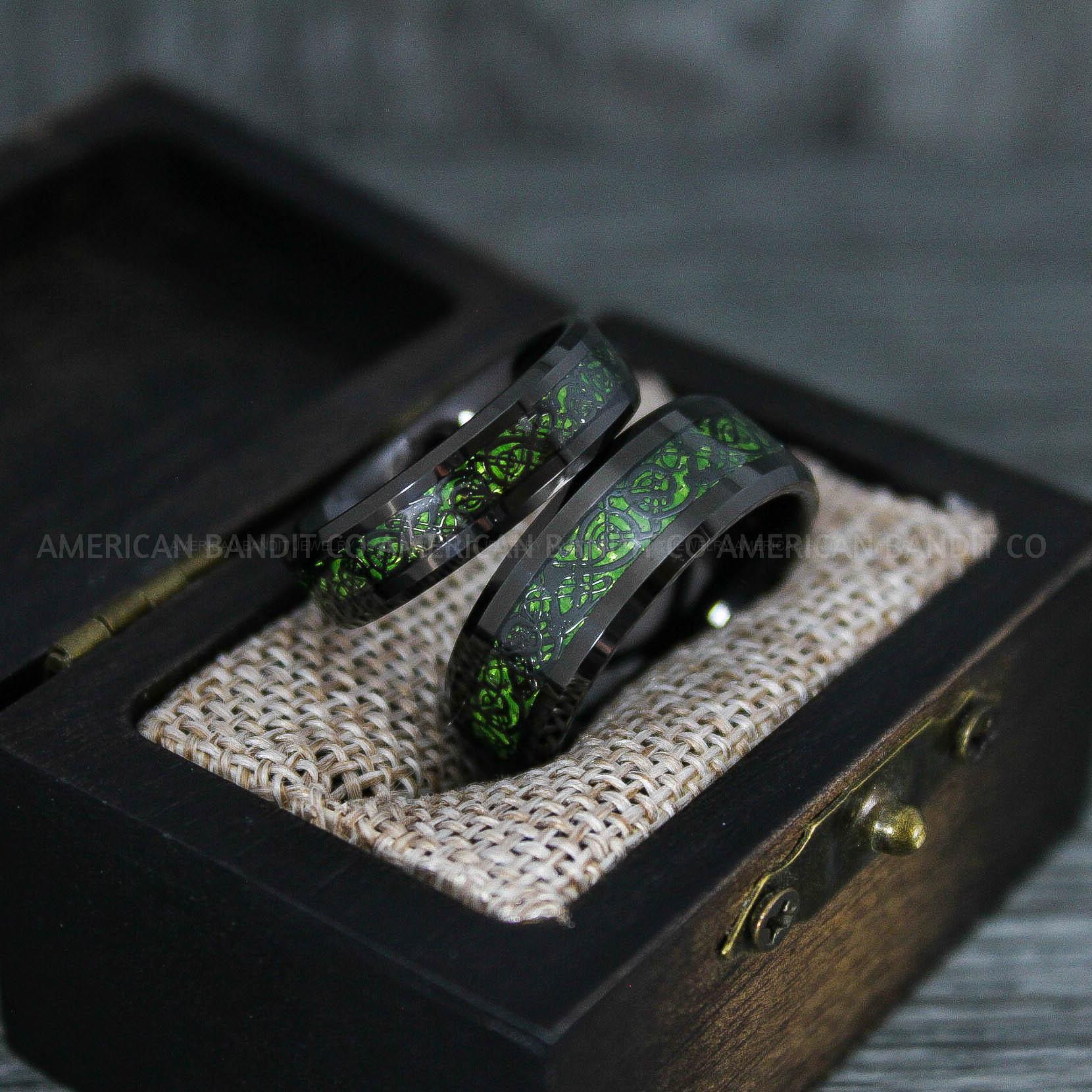 IMG_7592 Vikings Rings, Dragon Rings, Dragon Scroll Rings, Vikings Wedding Bands, Black Wedding Bands - Image 1