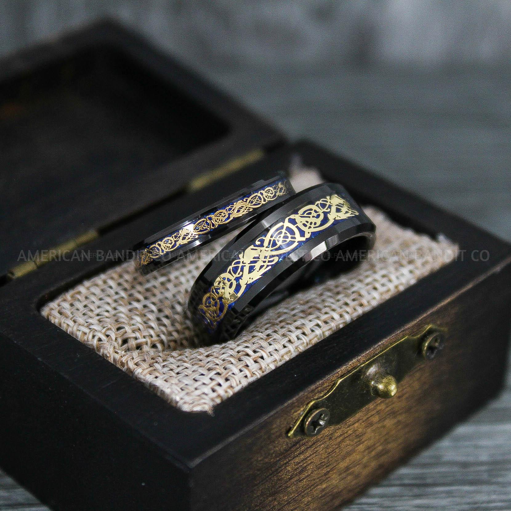 IMG_7596 Vikings Rings, Dragon Rings, Dragon Scroll Rings, Vikings Wedding Bands, Black Wedding Bands - Image 1