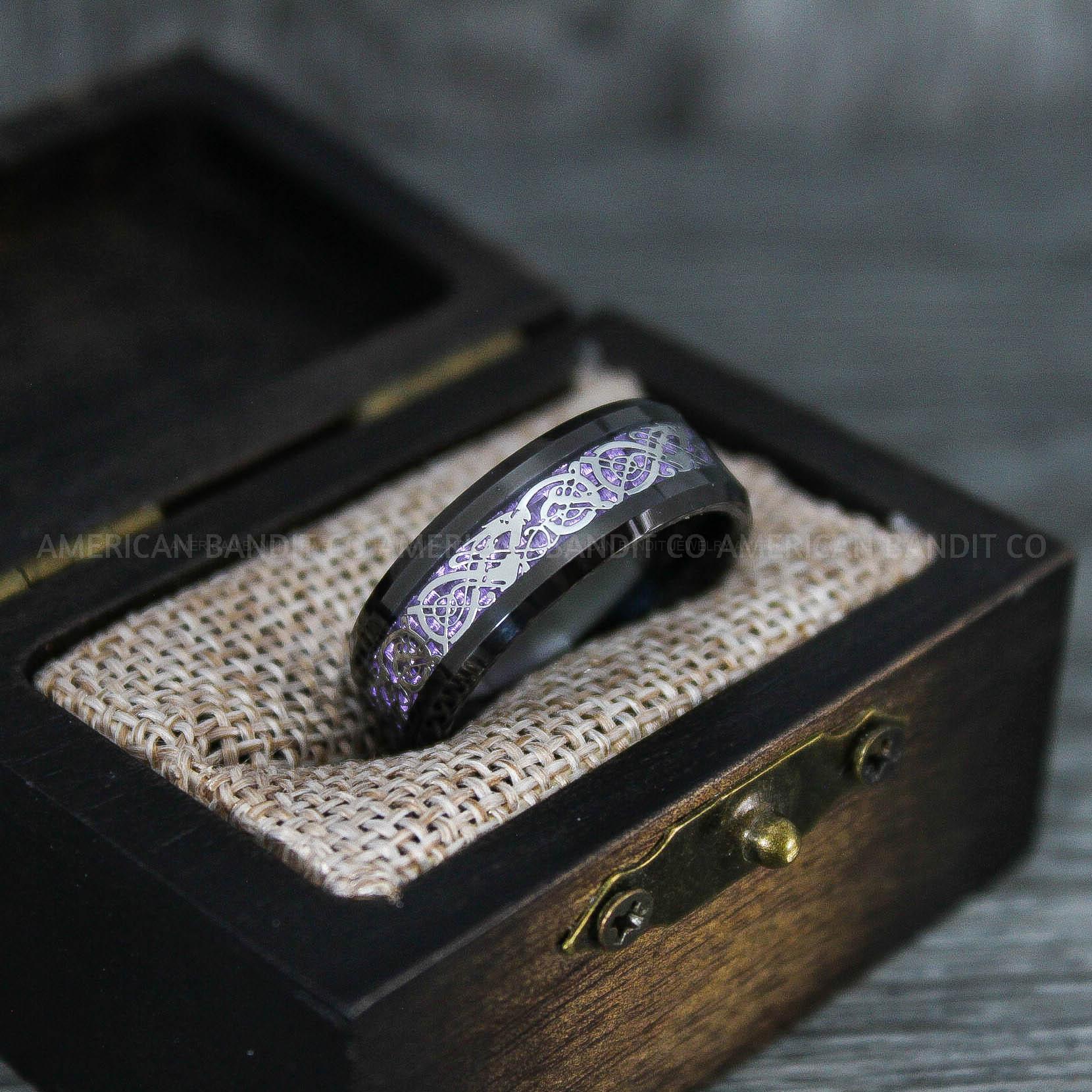 IMG_7597 Vikings Rings, Dragon Rings, Dragon Scroll Rings, Vikings Wedding Bands, Black Wedding Bands - Image 1