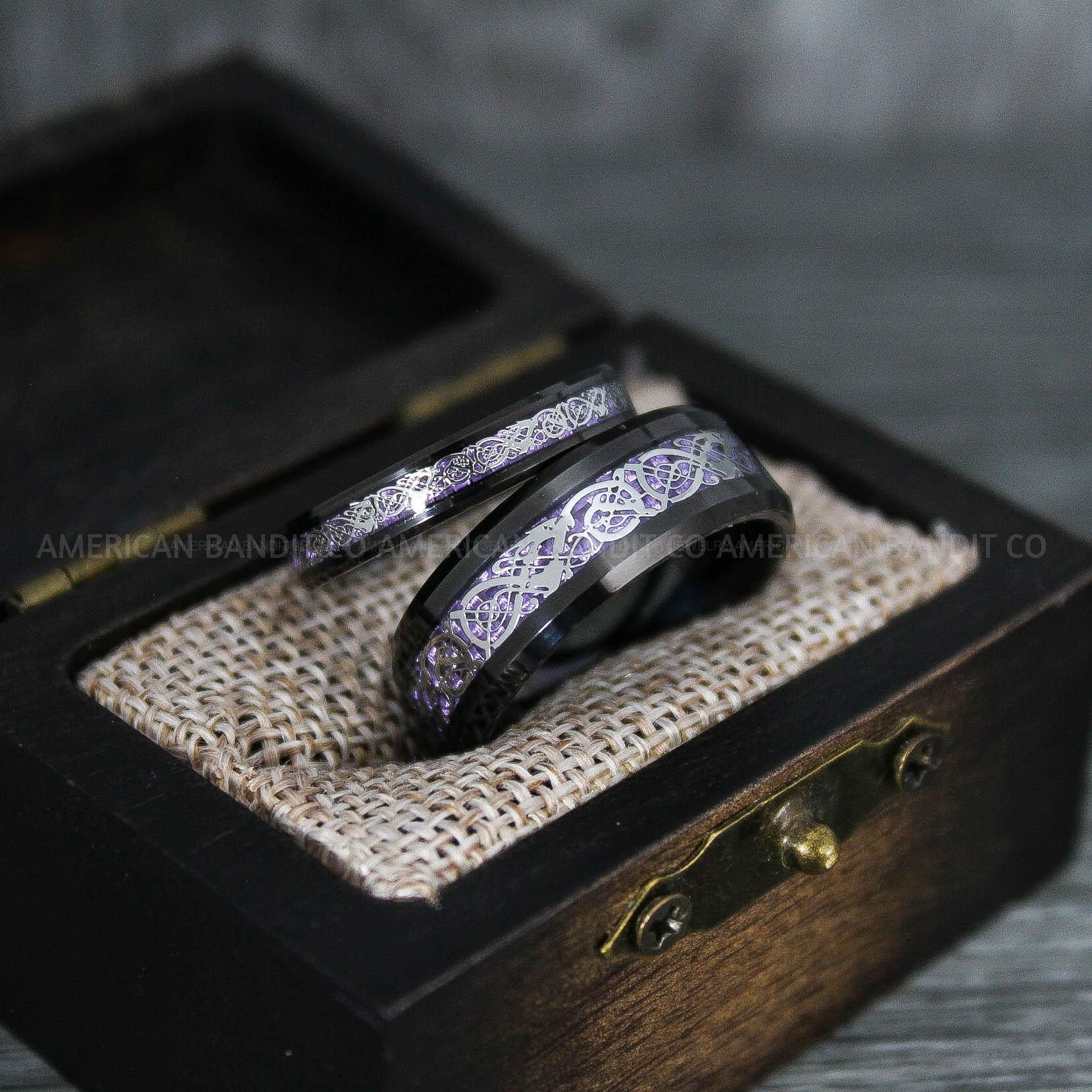 IMG_7598 Vikings Rings, Dragon Rings, Dragon Scroll Rings, Vikings Wedding Bands, Black Wedding Bands - Image 1